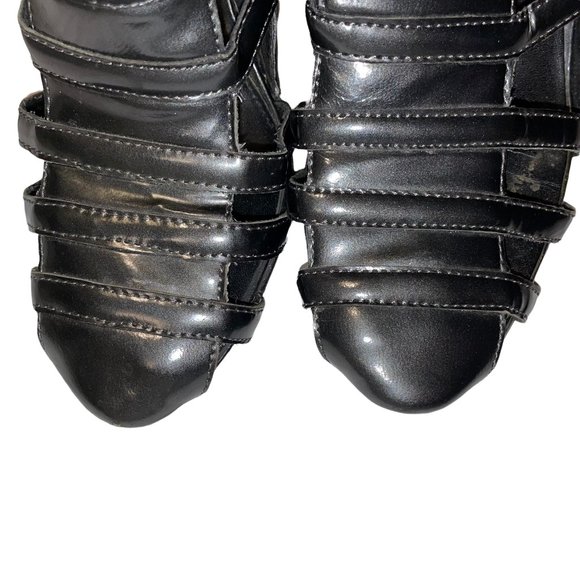 Rebecca Minkoff Black Strappy High Heel Open Cage Booties Pumps Shoes Grey - Picture 7 of 13